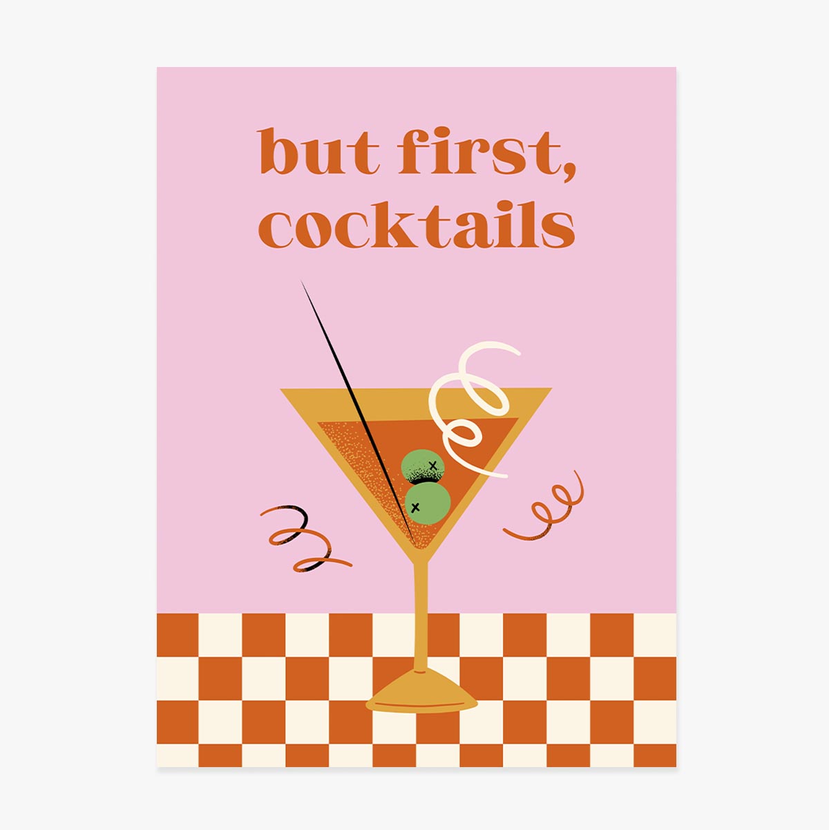 Plakat „But first, cocktails”