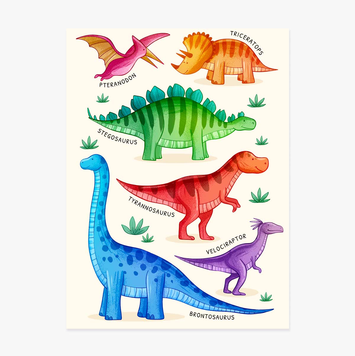 Plakat z dinozaurami