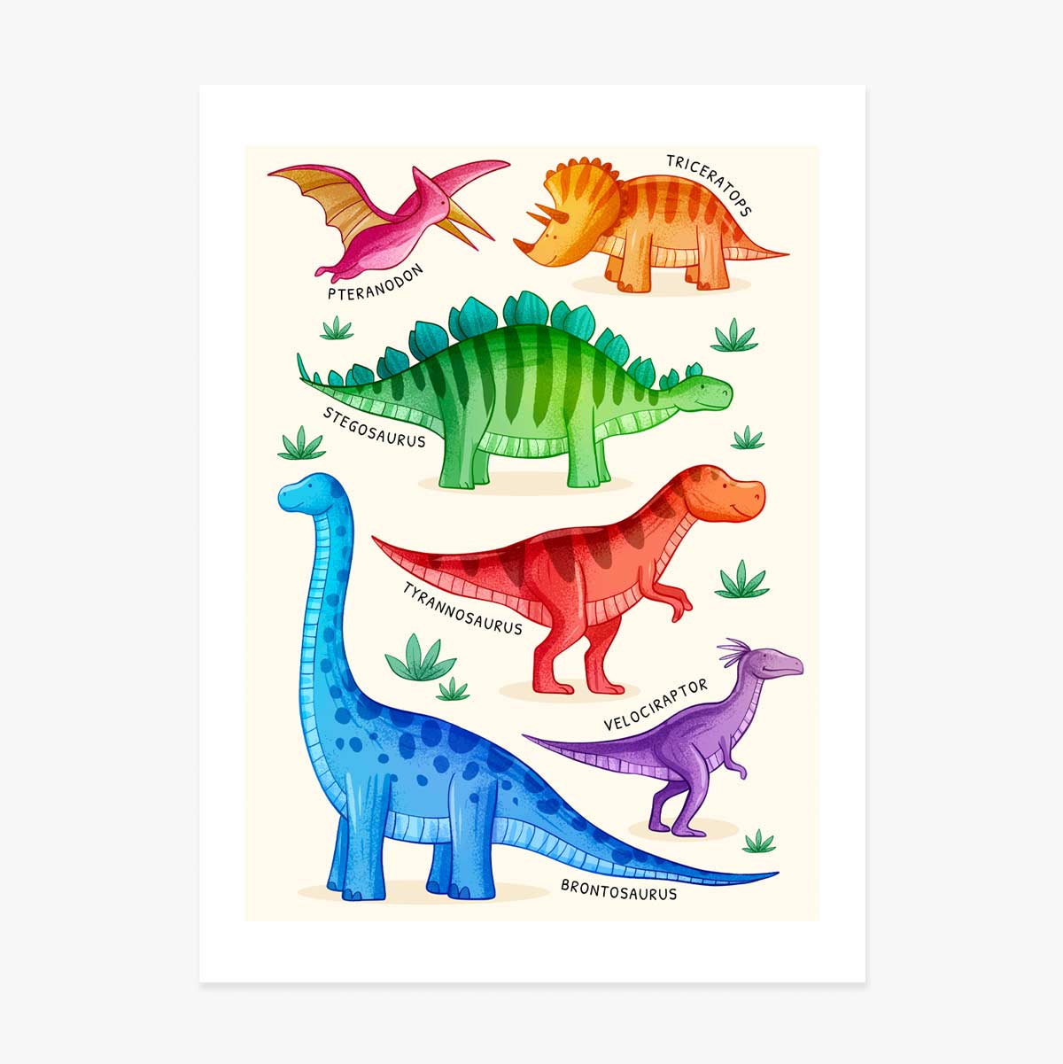Plakat z dinozaurami