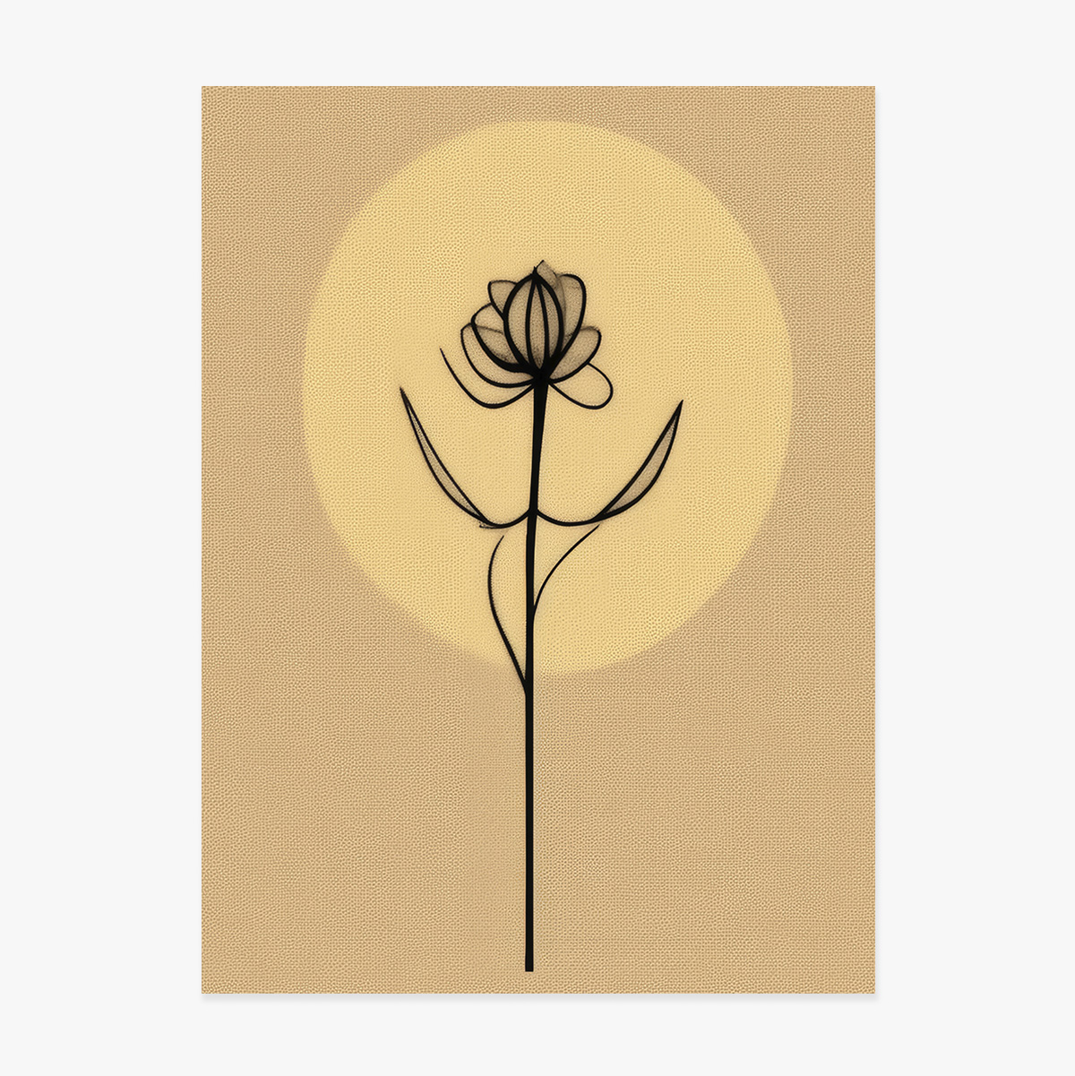 Plakat z minimalistycznym rysunkiem kwiatu w stylu line art