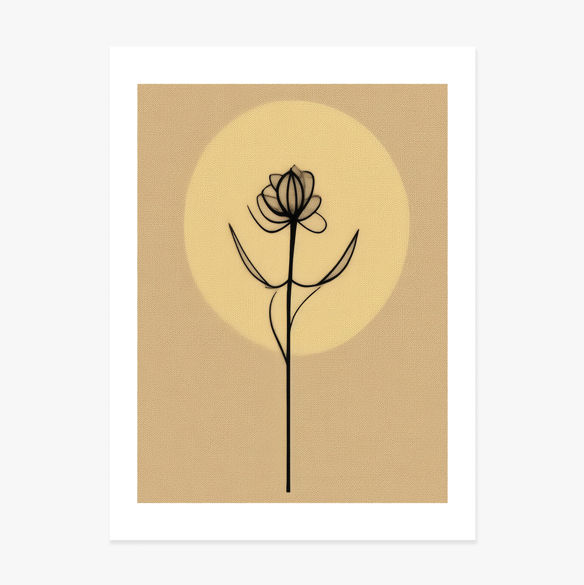 Plakat z minimalistycznym rysunkiem kwiatu w stylu line art