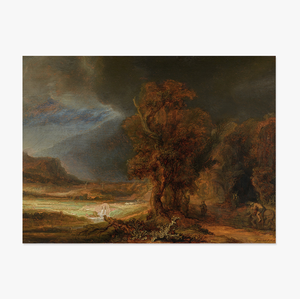 Plakat w formacie poziomym – Rembrandt van Rijn – Krajobraz z dobrym Samarytaninem, 1638