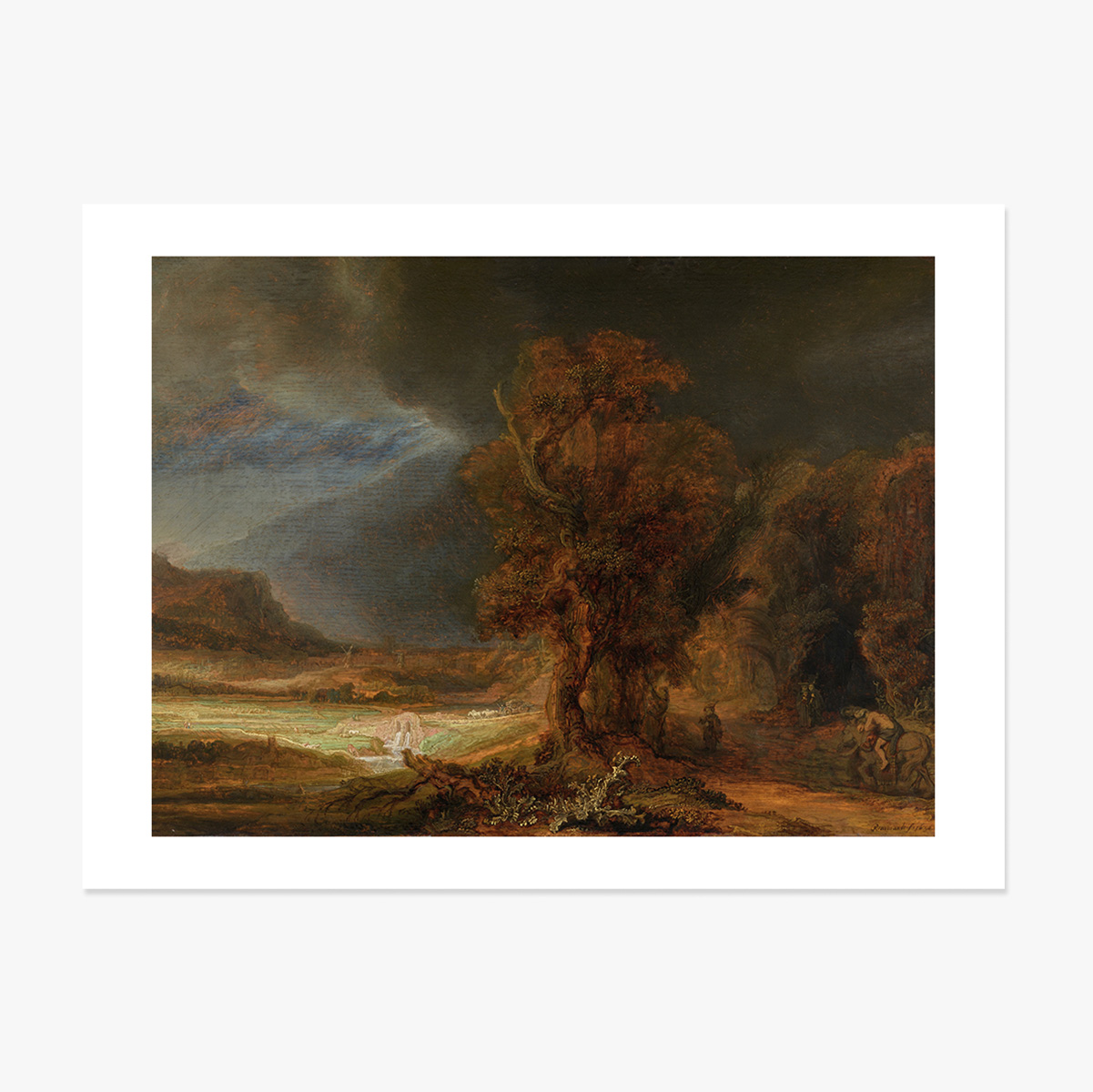 Plakat w formacie poziomym – Rembrandt van Rijn – Krajobraz z dobrym Samarytaninem, 1638