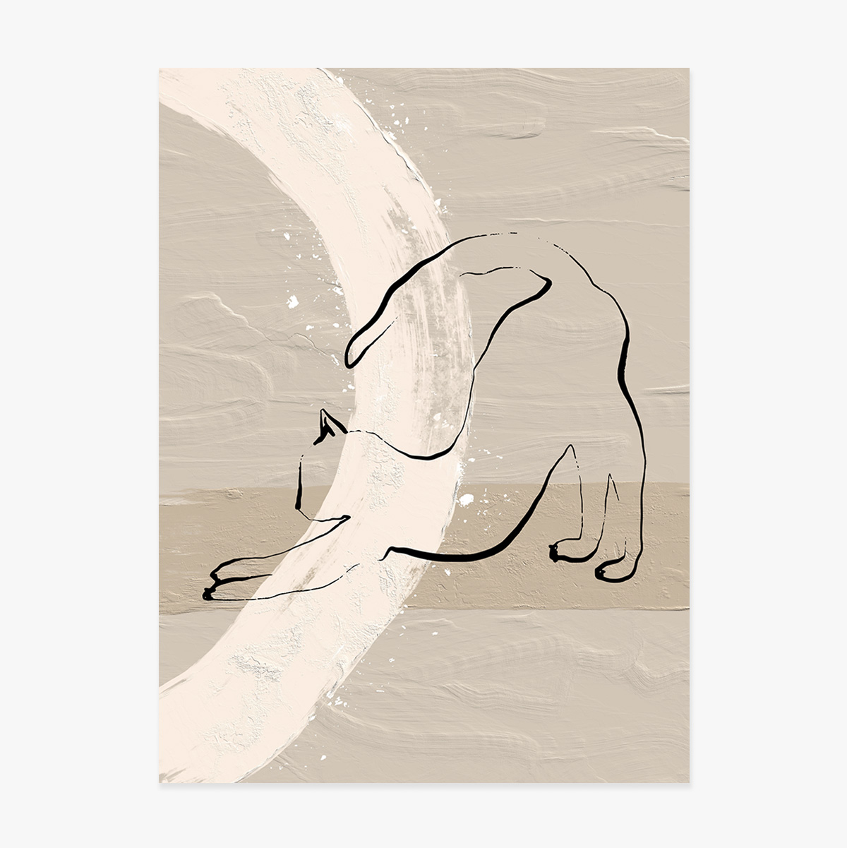 Plakat z minimalistycznym rysunkiem kota w stylu line art