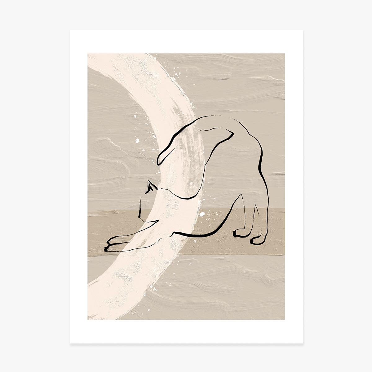 Plakat z minimalistycznym rysunkiem kota w stylu line art
