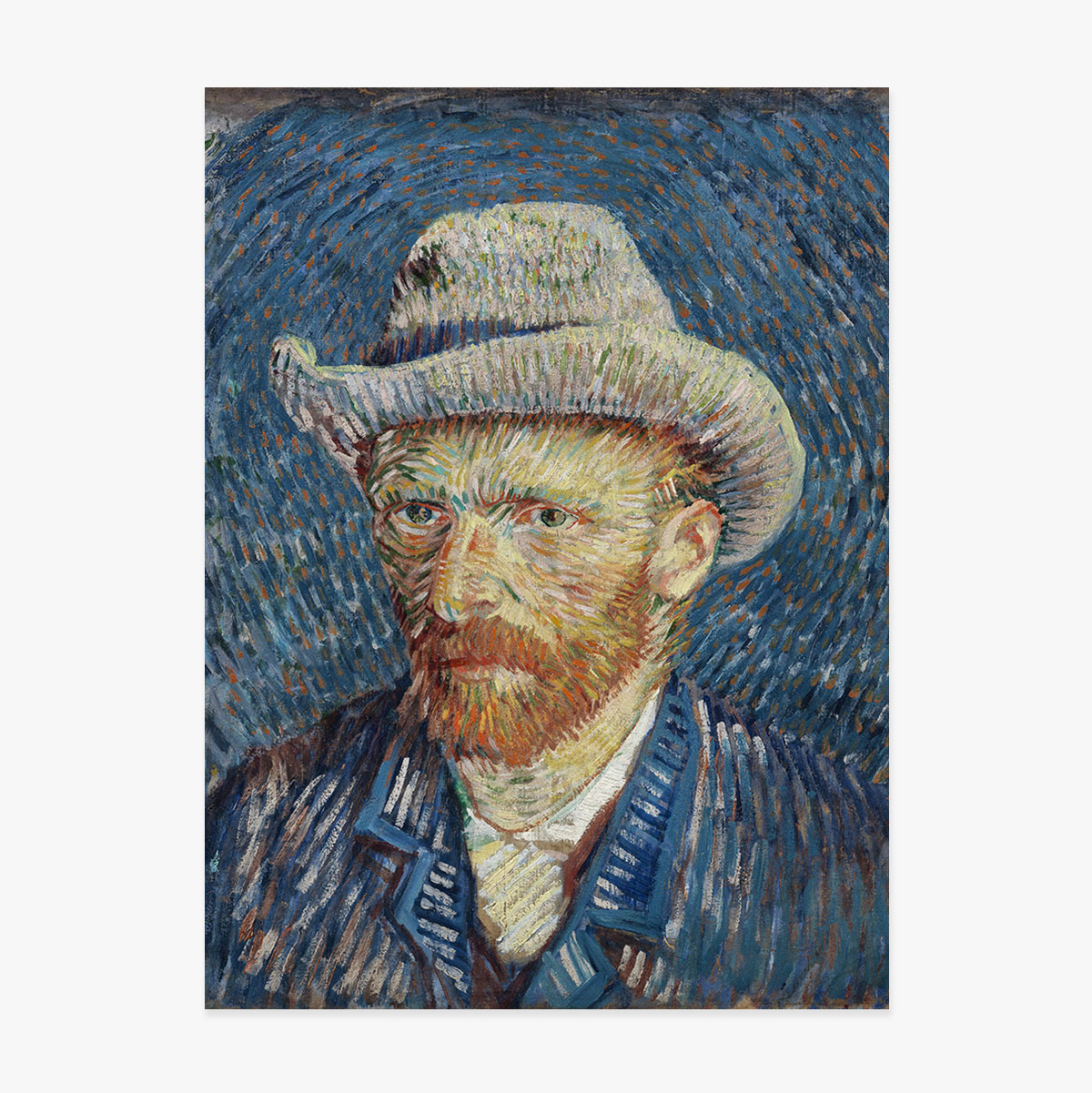 Plakat Vincenta van Gogha, „Autoportret w szarym filcowym kapeluszu”, 1887 r.